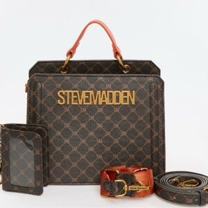 Steve Madden Brown and Orange Bag Set